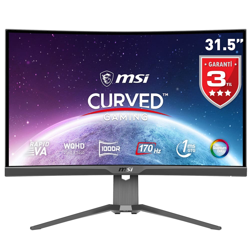 Msi Mag 325cqrf Qd 31 5 Inc 170hz 1ms Wqhd Freesync Premium Rapid Va Kavisli Gaming Monitor
