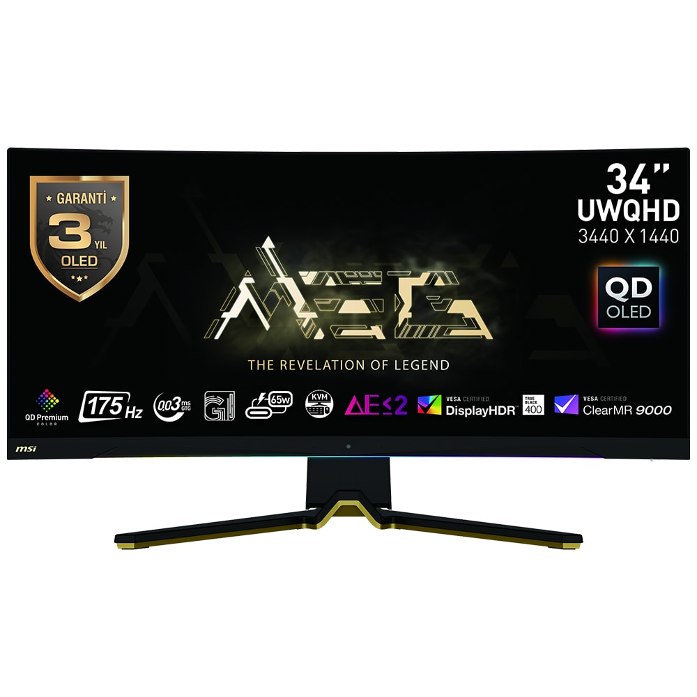 Msi Meg 342c Qd Oled 34 Inc 175hz 0 03ms Uwqhd Freesync Premium Pro Oled Kavisli Gaming Monitor Y