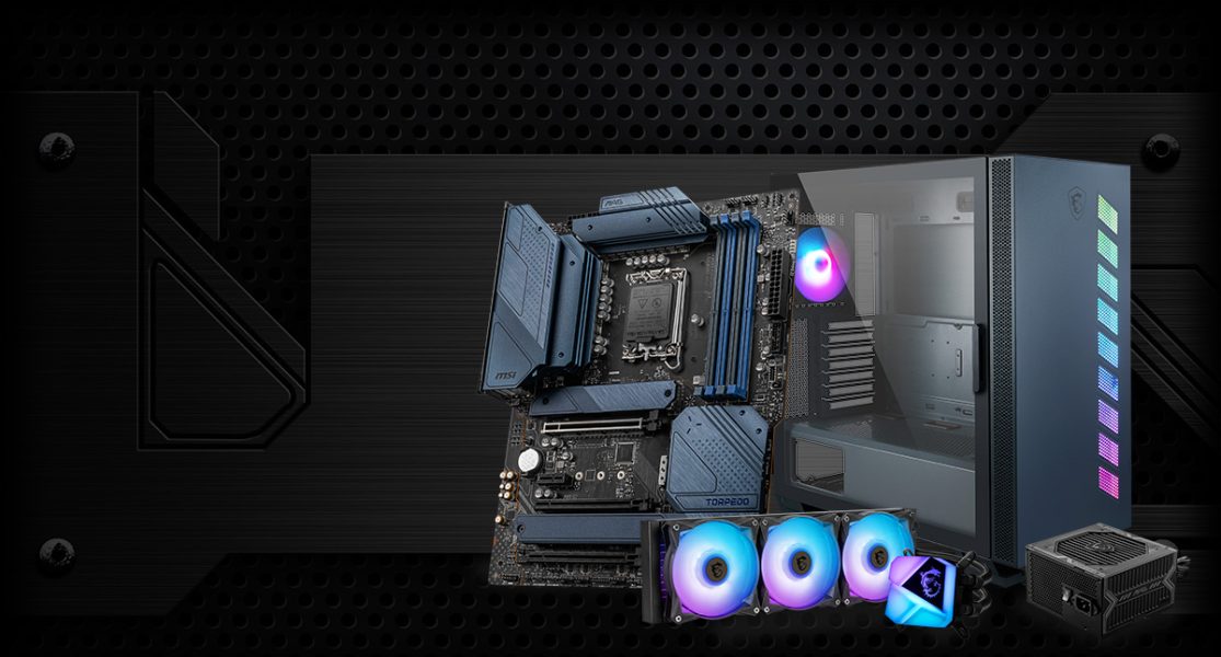 MSI MAG Z690 TORPEDO & MAG VAMPIRIC 300R PACIFIC BLUE & MAG CORELIQUID C360 & MAG A650BN