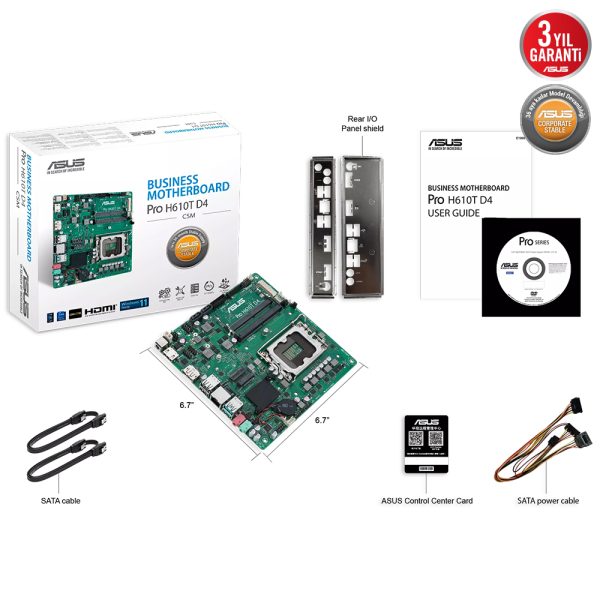 Asus Pro H610t D4 Csm 3200mhz Ddr4 Soket 1700 M 2 Hdmi Dp Mini Itx Anakart 6