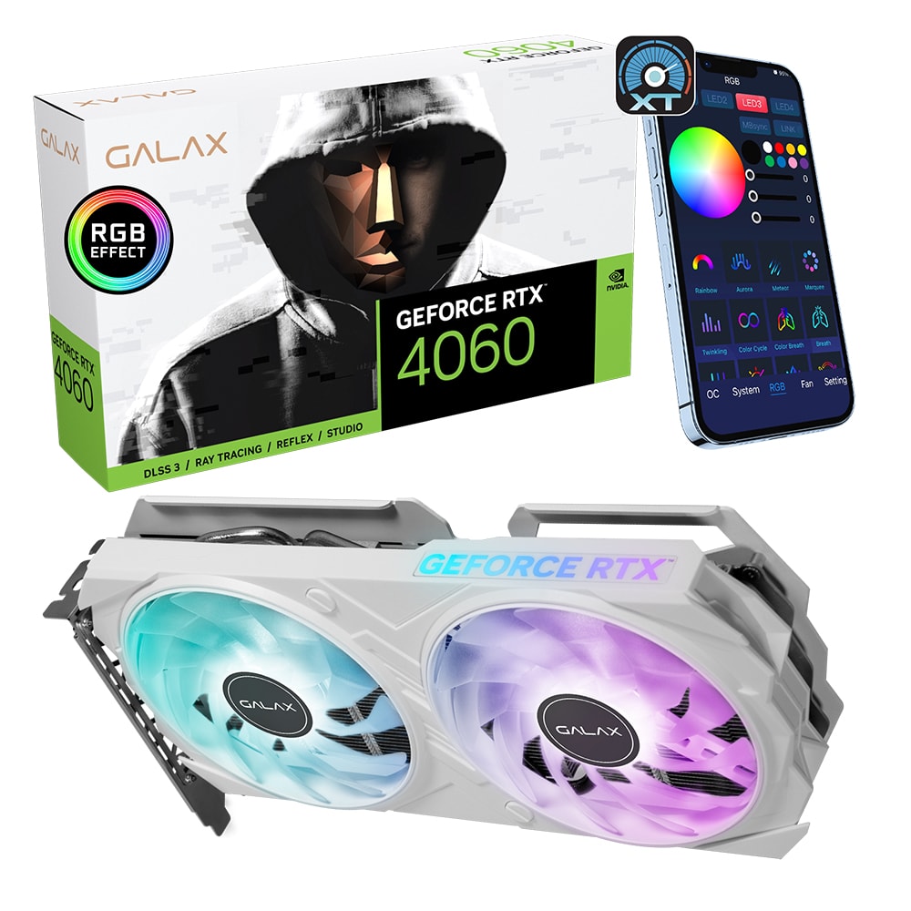 Galax Ex White 1 Click Oc Geforce Rtx 4060 8gb Gddr6 128 Bit Dlss 3 Ekran Karti 46nsl8md8nwe 2 Yil Birebir Degisim Garantili
