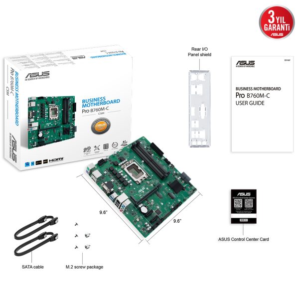 Asus Pro B760m C Csm 6200mhz Oc Ddr5 Soket 1700 M 2 Hdmi Dp Vga Matx Anakart 5