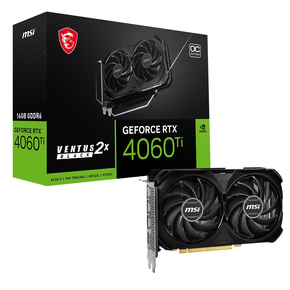 Msi Geforce Rtx 4060 Ti Ventus 2x Black 16gb Oc Gddr6 128 Bit Dlss 3 Ekran Karti
