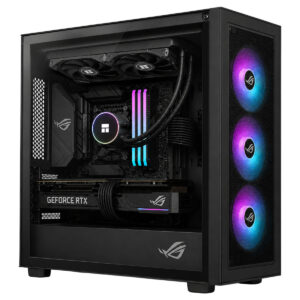 Gelişmiş gaming bilgisayar kasası iç yapısı, RGB aydınlatmalı fanlar ve yüksek performanslı ekran kartı ile donatılmış.