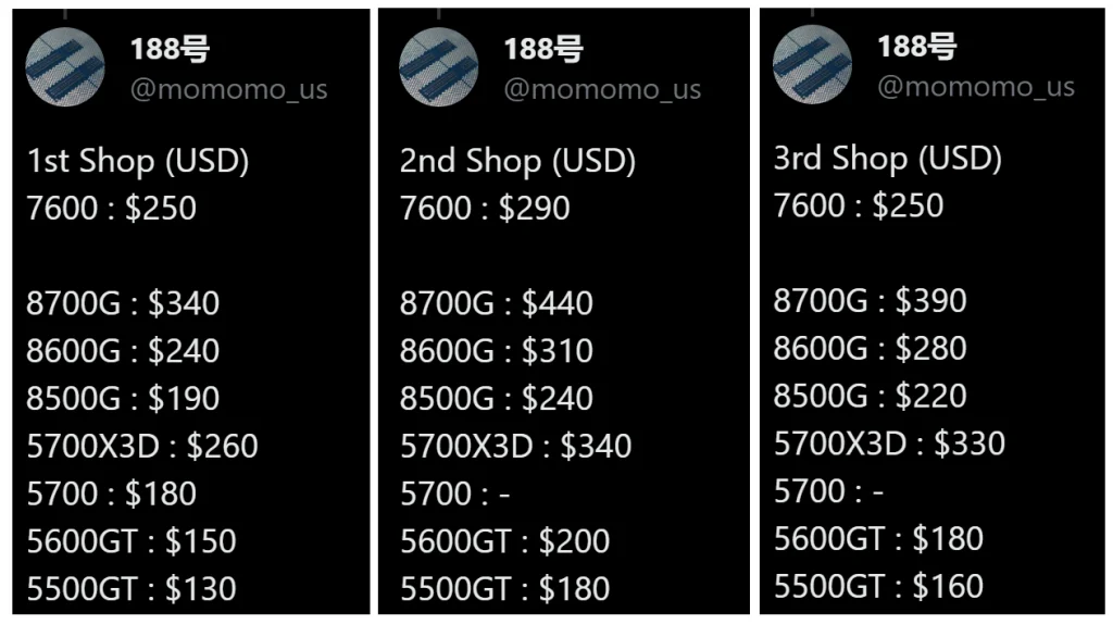 Amd Ryzen 8000g 5000gt Pricing
