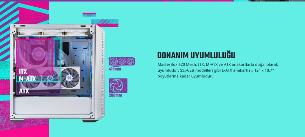 Cooler Master Masterbox Mb520 Usb 3 0 Mid Tower Beyaz Gaming Kasa Mb520 Wgnn S03 H12