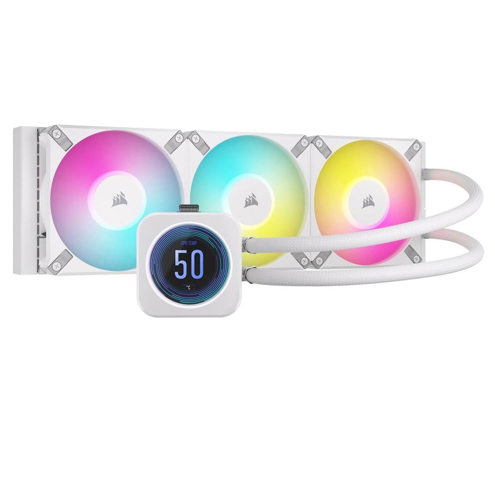 Corsair Icue H150i Elite Lcd Xt Rgb 360mm Intel Amd Uyumlu Beyaz Islemci Sivi Sogutucu