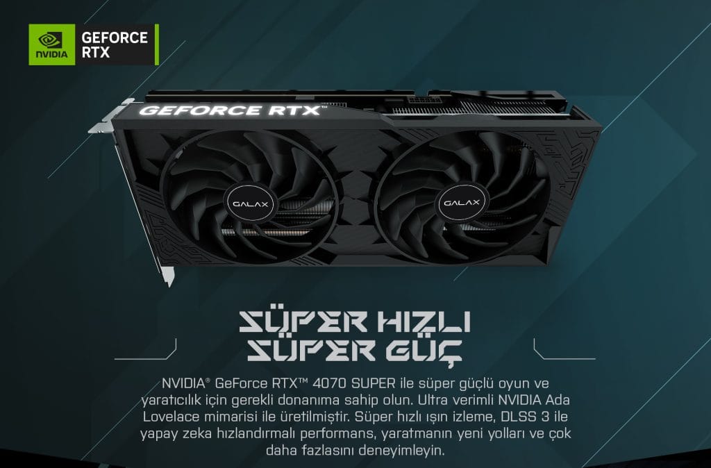 Galax Geforce Rtx 4070 Super 1 Click Oc 2x 12gb Gddr6x 192 Bit Dlss 3 Ekran Karti 47som7md9psu 2 Yil Birebir Degisim Garantili H2