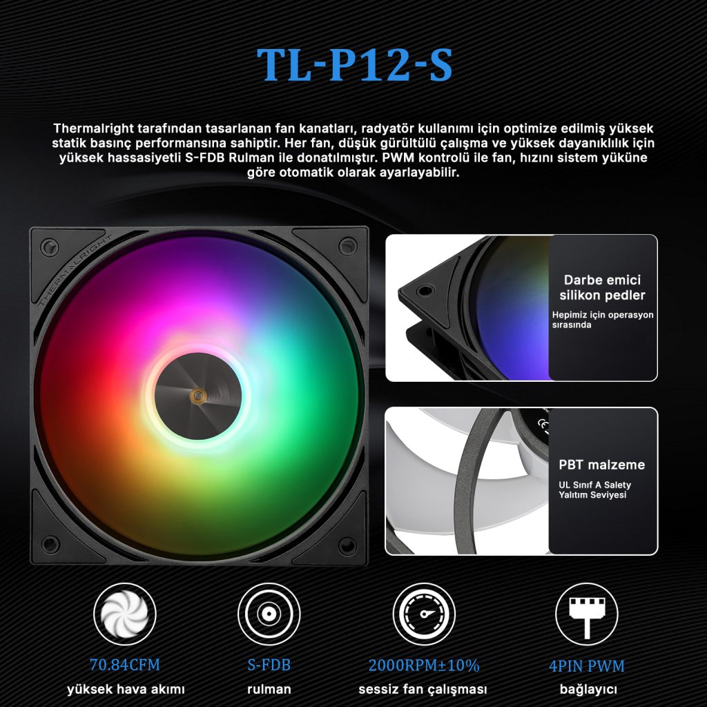 Thermalright Frozen Warframe 240 Black Argb 240mm Intel Amd Uyumlu Siyah Islemci Sivi Sogutucu 2 Yil Birebir Degisim Garantili H4