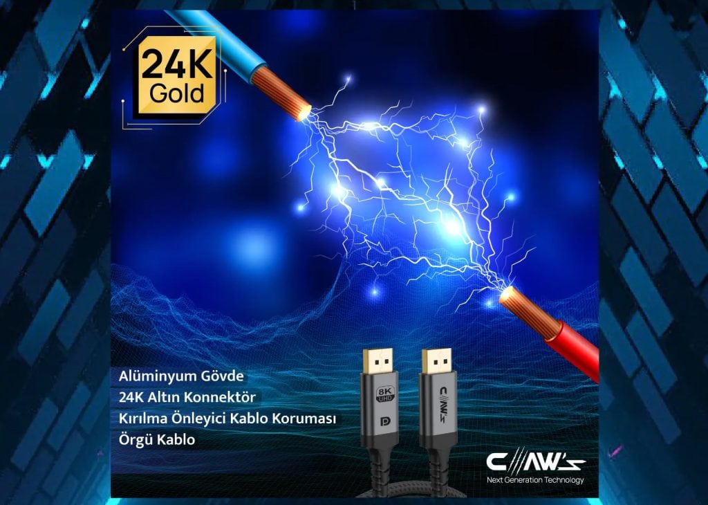 Claws 8k Uhd V1 4 32 4 Gbps 24k Gold 8k G Sync Freesync Premium 2 Metre Displayport Kablo C Dpp B1 H2