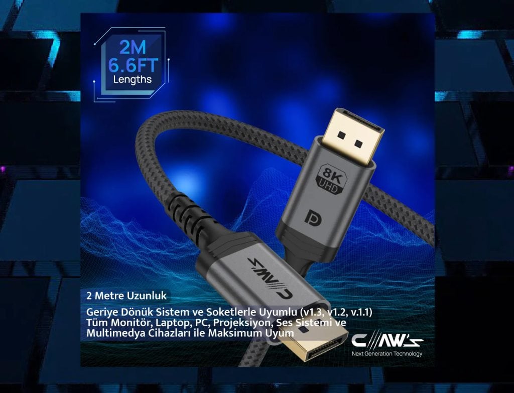 Claws 8k Uhd V1 4 32 4 Gbps 24k Gold 8k G Sync Freesync Premium 2 Metre Displayport Kablo C Dpp B1 H5