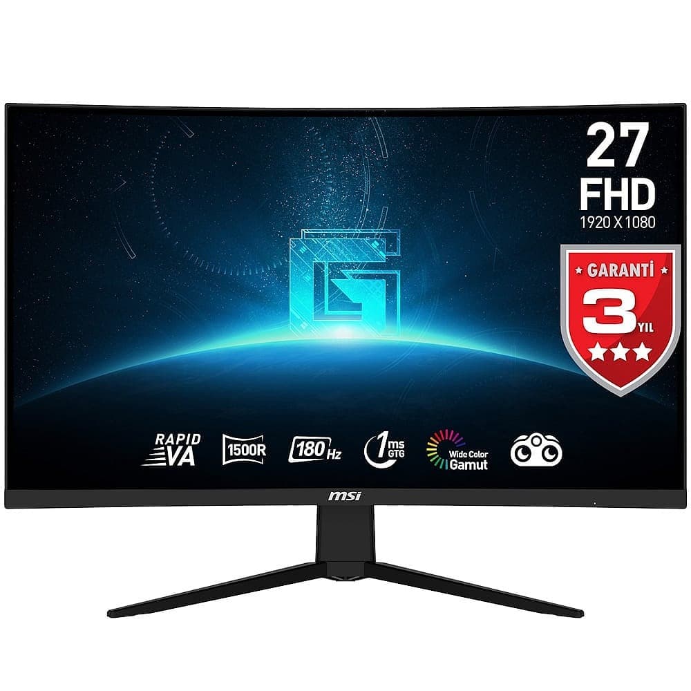 Msi G27c3f 27 Inc 180 Hz 1ms Full Hd Adaptive Sync Rapid Va Kavisli Gaming Monitor Y