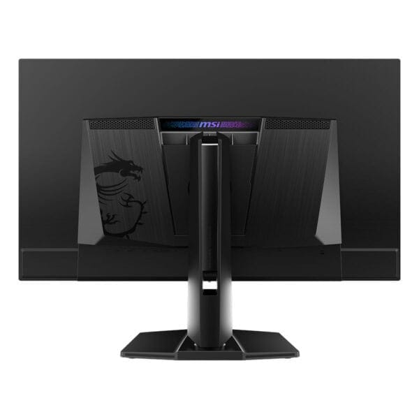 Yüksek performanslı gaming monitörü arka görünümü, MSI logosu ve şık tasarımıyla oyun tutkunlarının dikkatini çekiyor.