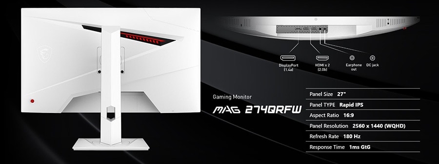 MSI MAG 274QRFW 27 inç 180Hz 1Ms Flat RAPID IPS Adaptive Sync WQHD Gaming Monitör h13