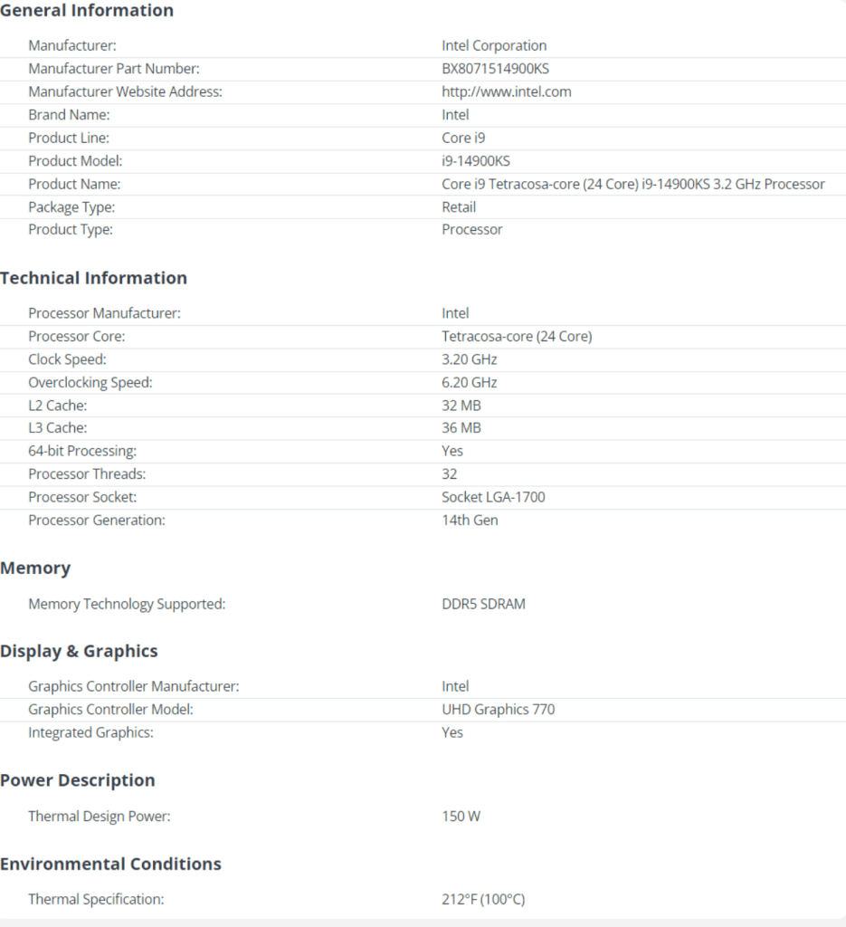 62 Ghz Saat Hizinda Intel Core I9 14900ks