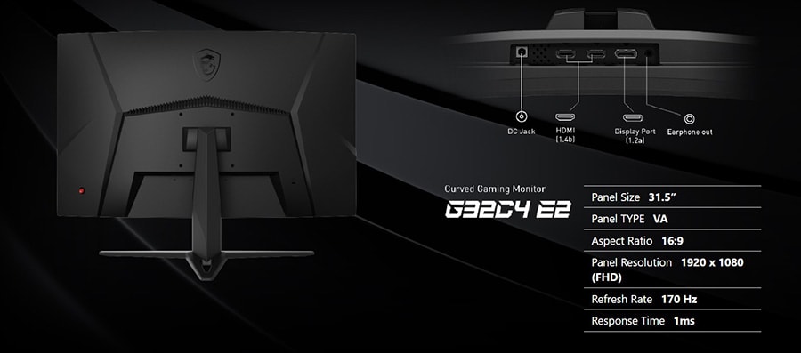 MSI G32C4 E2 31.5 inç 170Hz 1Ms CURVE Freesync Premium Full HD Gaming Monitör H9