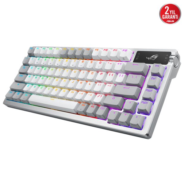 Asus Rog Azoth 75 Nx Snow Switch Rgb Kablosuz Hotswap Turkce Beyaz Mekanik Gaming Klavye 3