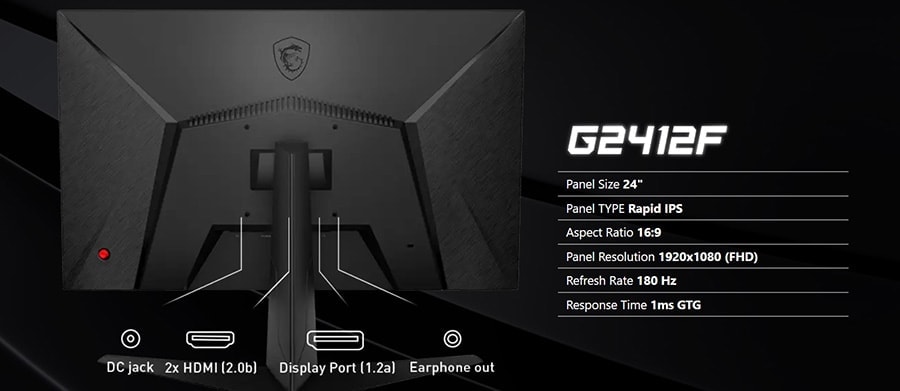 MSI G2412F 23.8 inç 180Hz 1Ms FLAT RAPID IPS Adaptive Sync Full HD Gaming Monitör h11