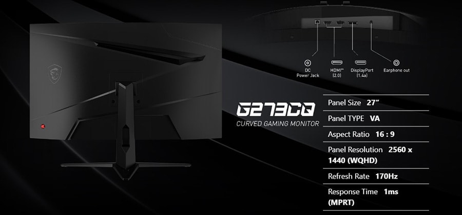 MSI G273CQ 27 inç 170Hz 1Ms Freesync Premium WQHD Curved Gaming Monitör