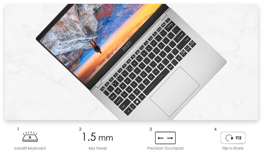 MSI MODERN 14 C12MO-1039XTR Intel Core i7-1255U 16GB 512GB SSD 14 inç Full HD Freedos Laptop h6