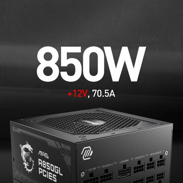 MSI MAG A850GL 850W 80+ Gold PCIe 5 Full Modüler 120mm Fanlı PSU h7