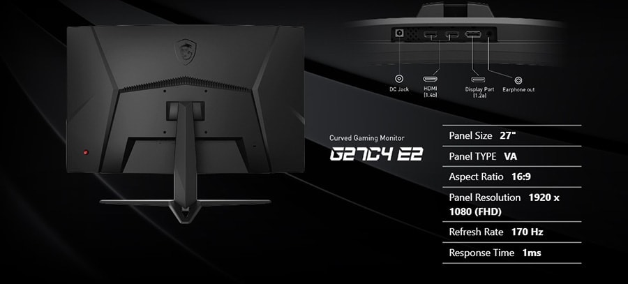 MSI G27C4 E2 27 inç 170Hz 1Ms Freesync Premium Full HD Curved Gaming Monitör