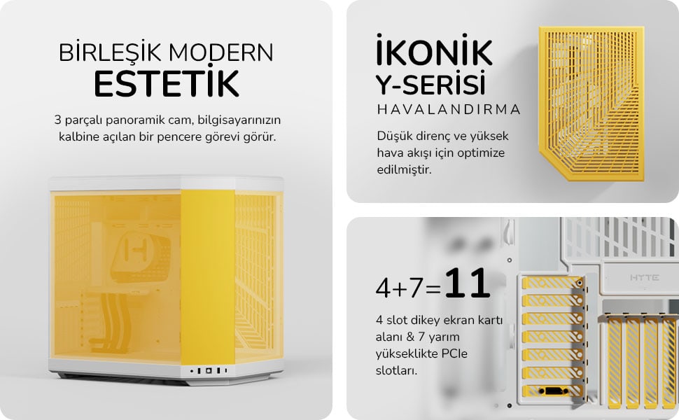 Hyte Y70 Touch Siyah Beyaz Temperli Cam Usb 3 2 E Atx Dual Chamber Mid Tower Dokunmatik Ekranli Gaming Kasa Cs Hyte Y70 Bw L 2