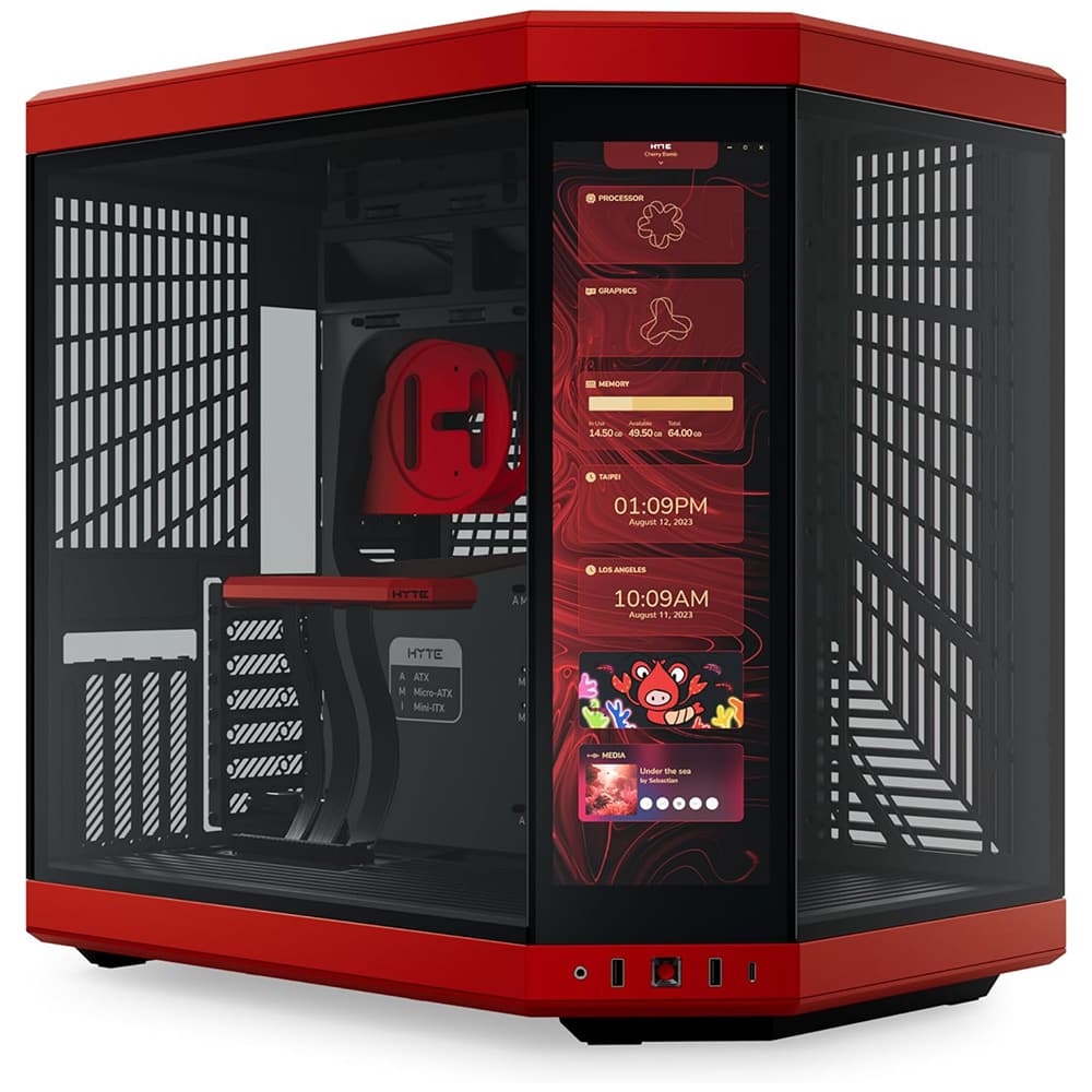 Hyte Y70 Touch Siyah Kirmizi Temperli Cam Usb 3 2 E Atx Dual Chamber Mid Tower Dokunmatik Ekranli Gaming Kasa Cs Hyte Y70 Br L