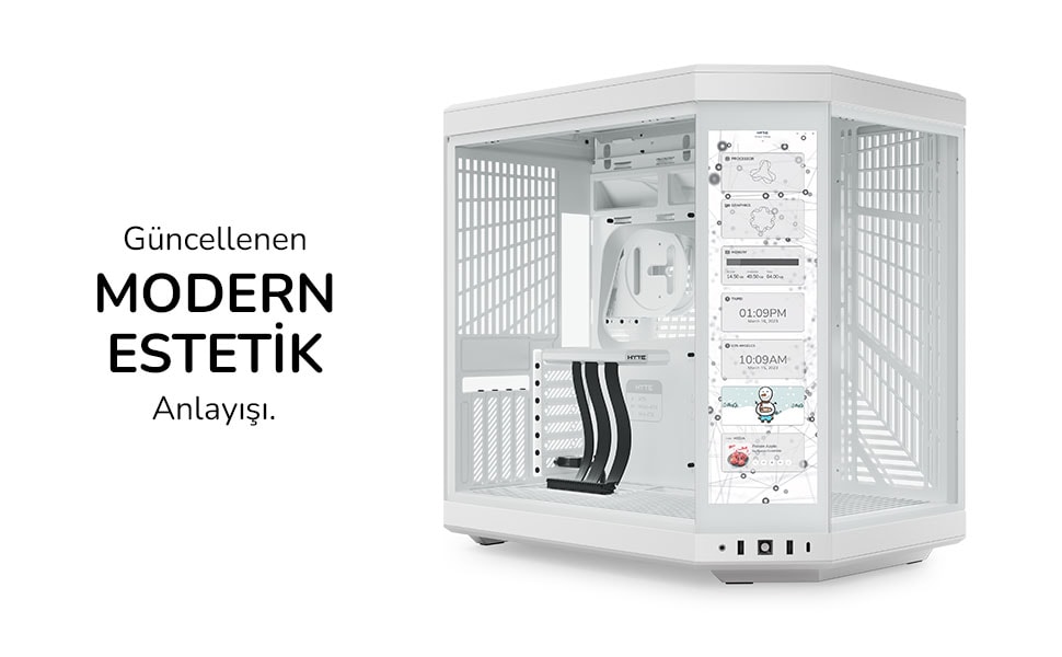 Hyte Y70 Touch Siyah Temperli Cam Usb 3 2 E Atx Dual Chamber Mid Tower Dokunmatik Ekranli Gaming Kasa Cs Hyte Y70 B L H1