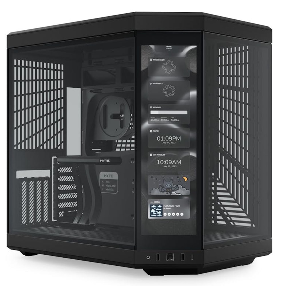 Hyte Y70 Touch Siyah Temperli Cam Usb 3 2 E Atx Dual Chamber Mid Tower Dokunmatik Ekranli Gaming Kasa Cs Hyte Y70 B L