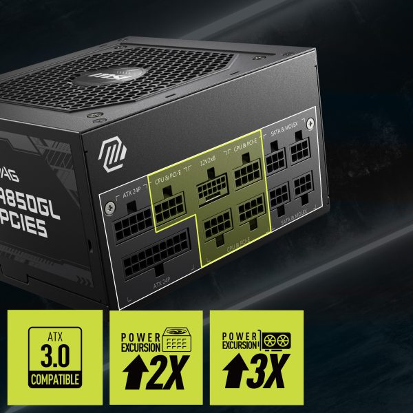 MSI MAG A850GL 850W 80+ Gold PCIe 5 Full Modüler 120mm Fanlı PSU h1