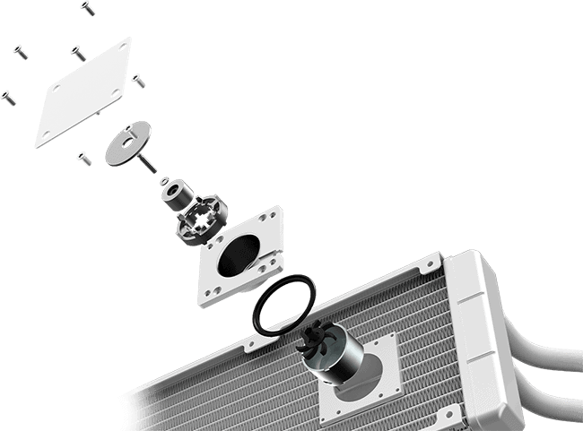 MSI Coreliquid 360R v2 white RADIATOR PUMP DESIGN