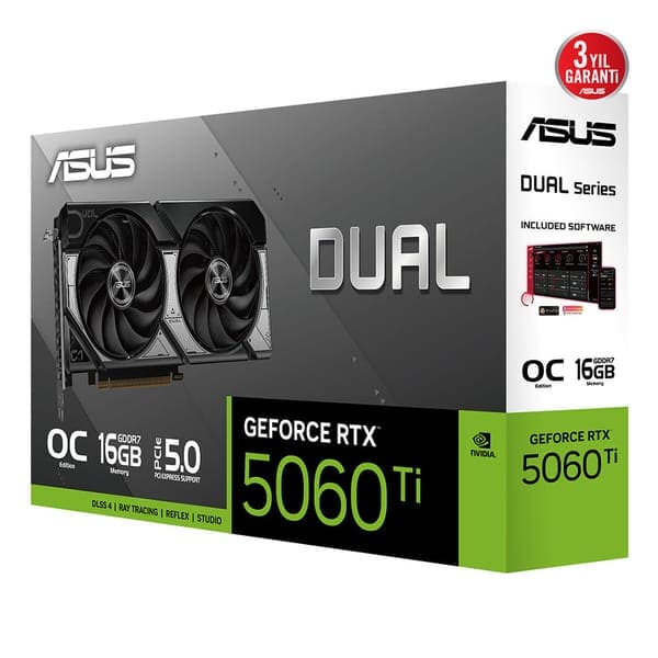 Asus Dual Geforce Rtx 5060 Ti Oc 16gb Gddr7 128 Bit Dlss 4 Ekran Karti 16