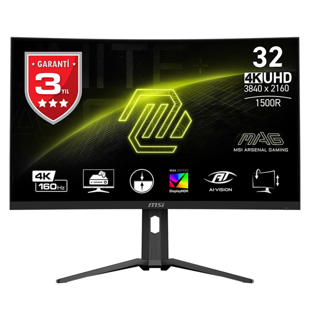 Msi Mag 321cup 31 5 Inc 160hz 1ms Uhd Freesync Premium Va Kavisli Gaming Monitor Y1