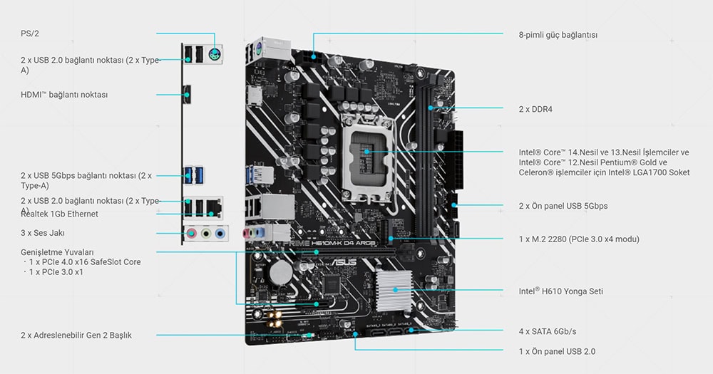 PRIME H610M-K D4 ARGB ASUS PRIME H610M-K D4 ARGB Anakart h3