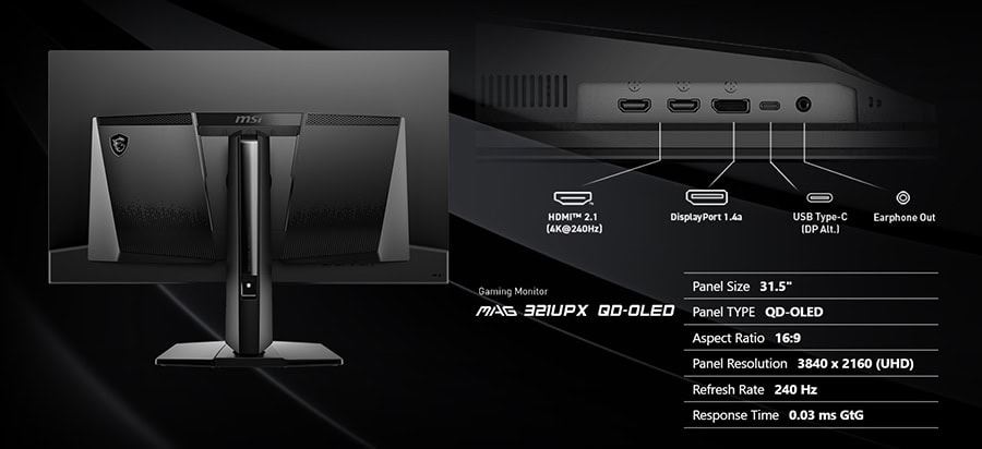 MSI MAG 321UPX QD-OLED Gaming Monitör h28