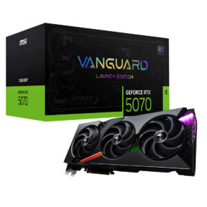 MSI Vanguard Launch Edition RTX 5070 oyun ekran kartı, yüksek performans ve renkli RGB aydınlatma ile oyun deneyimini artırır.