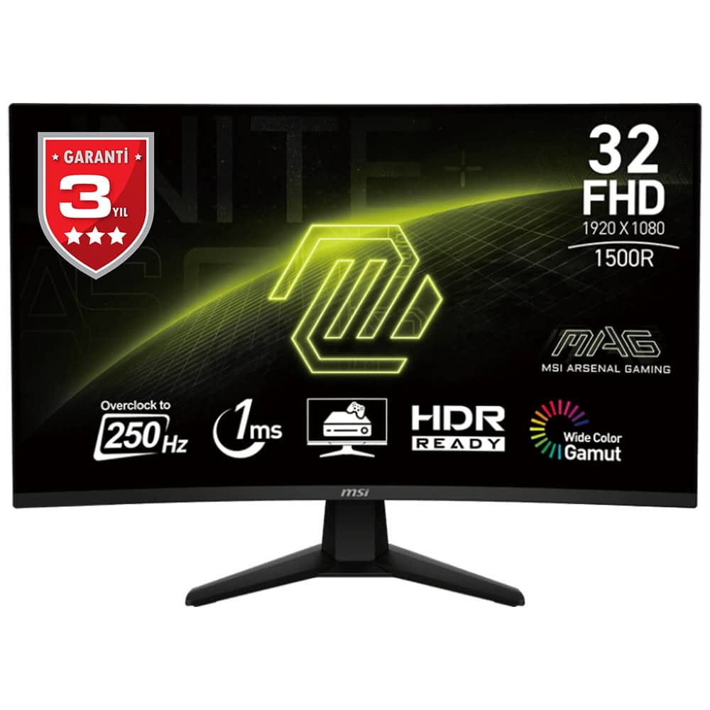 Msi Mag 32c6x 31 5 Inc 250hz 1ms Full Hd Adaptive Sync Va Kavisli Gaming Monitor 1