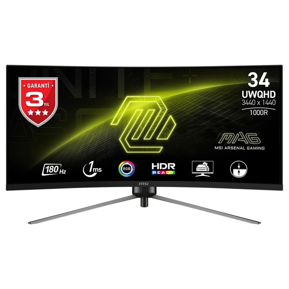 Msi Mag 345cqr 34 Inc 180hz 1ms Uwqhd Freesync Premium Va Kavisli Gaming Monitor 1