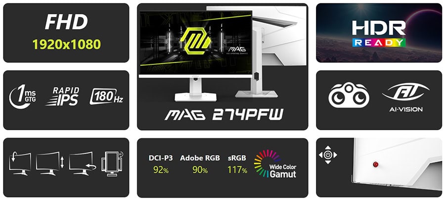 MSI MAG 274PFW Beyaz Gaming Monitör h4