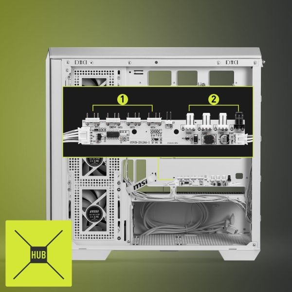 MSI MAG PANO M100R PZ ARGB Temperli Cam USB 3.2 Panoramik Micro ATX Tower Beyaz Gaming Kasa H5