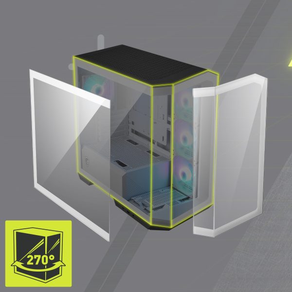 MSI MAG PANO M100R PZ ARGB Temperli Cam USB 3.2 Panoramik Micro ATX Tower Beyaz Gaming Kasa H6