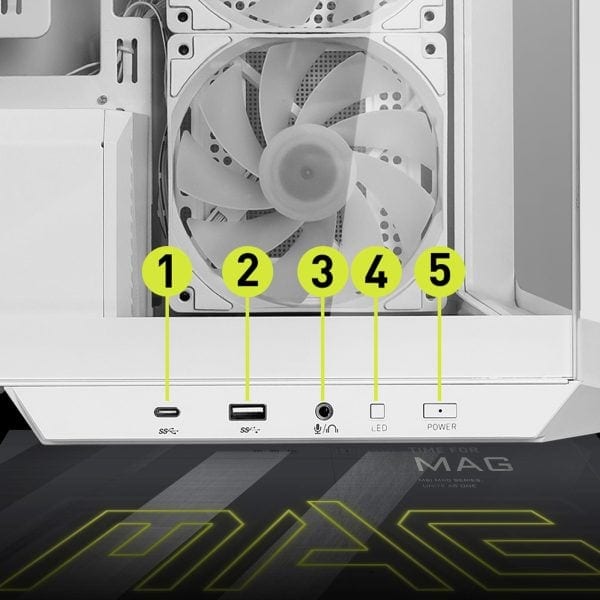 MSI MAG PANO M100R PZ ARGB Temperli Cam USB 3.2 Panoramik Micro ATX Tower Beyaz Gaming Kasa H9