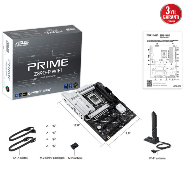 Asus Prime Z890 P Wifi 8400 Mhz Oc Ddr5 Soket Lga1851 M 2 Hdmi Dp Atx Anakart Y11