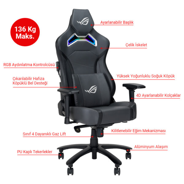 Asus Rog Chariot X Sl301w Gri Oyuncu Koltugu Y11