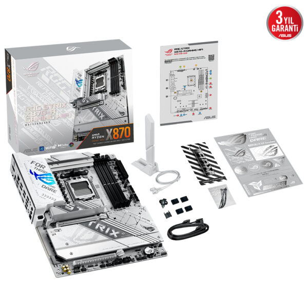 ASUS ROG Strix X870-A Gaming anakart, WiFi 8000MHz, DDR5, AM5 soket, M.2, HDMI, DP, ATX, yüksek performanslı anakart.
