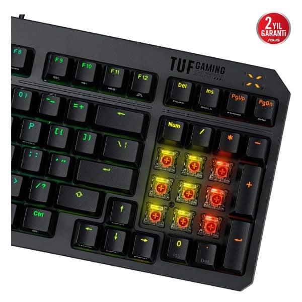 Asus Tuf Gaming K3 Rd Tr Gen Ii Red Switch Kablolu Turkce Rgb Optik Mekanik Gaming Klavye Y7