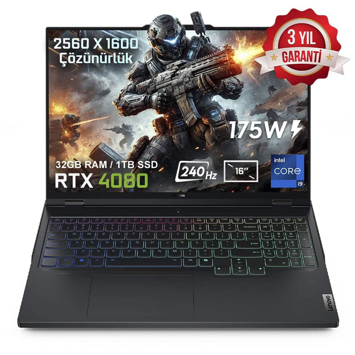Lenovo Legion Pro 7 16irx9h 83de0086tr Intel Core I9 14900hx 32gb Ddr5 1tb Ssd Rtx4080 12gb 175w 16 Inc 240hz Wqxga Freedos Gaming Laptop 1
