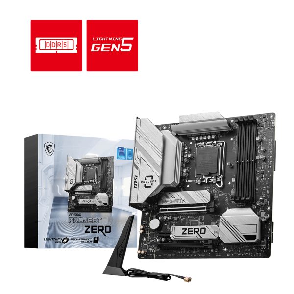 Msi B760m Project Zero 7800mhz Oc Ddr5 Soket Lga1700 M 2 Hdmi Dp Matx Anakart 12