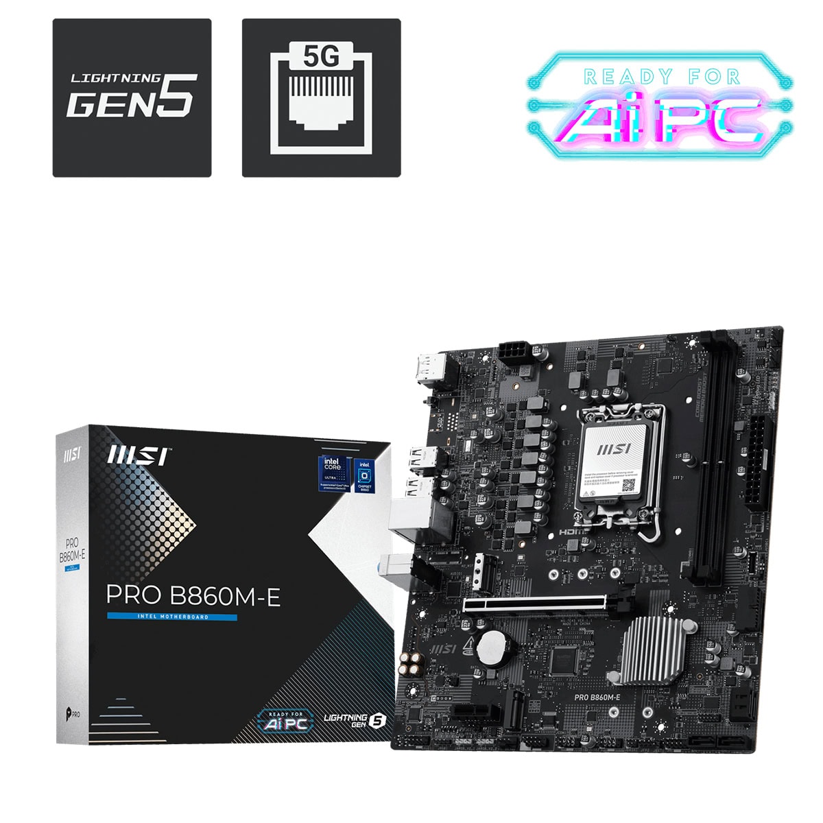 Msi Pro B860m E 9066mhz Oc Ddr5 Soket Lga1851 M 2 Hdmi Dp Matx Anakart Fc1